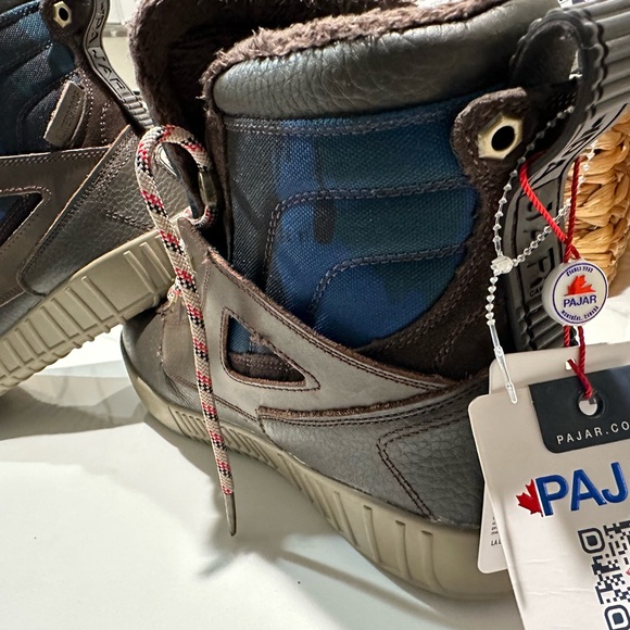 Pajar Peacemaker Faux Fur Lined Leather Dark Brown and Navy High-Top Boots